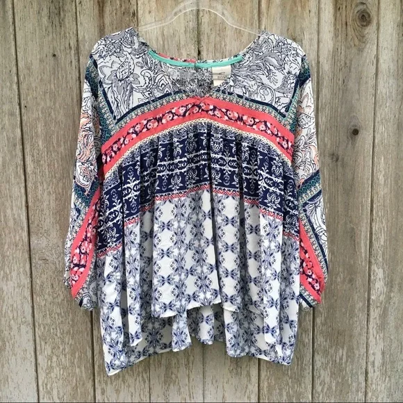 Knox Rose Boho Farmhouse Floral Blouse Medium - Picture 1 of 5